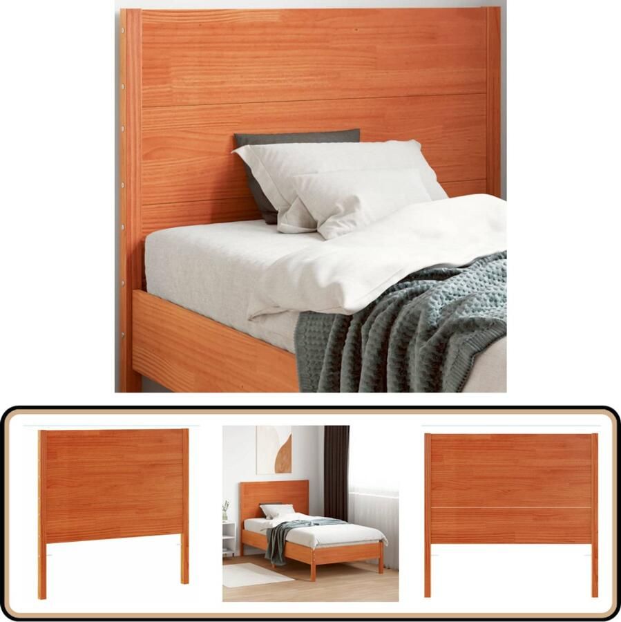 VidaXL Hoofdbord Massief Grenenhout 100 cm Hoofd Bord Hoofdborden Grenenhout Bruine Meubels Vintage Stijl Landelijke Kamer Slaapkamers Bed Frame Comfortabel Leeshoek Tv Hoek Massief Hout