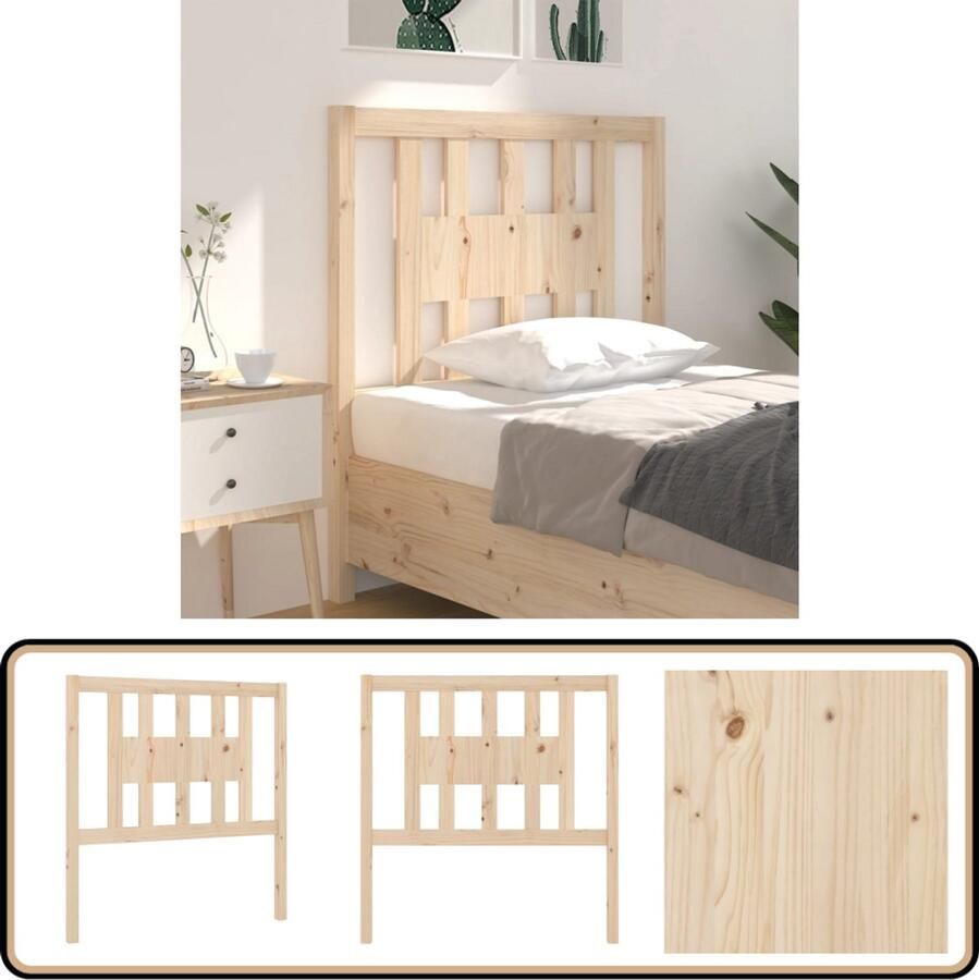 VidaXL Hoofdbord Massief Grenenhout 106x100 cm Hoofdboard Beddecoratie Houten Hoofdbord Rustic Decor Hoofddekking