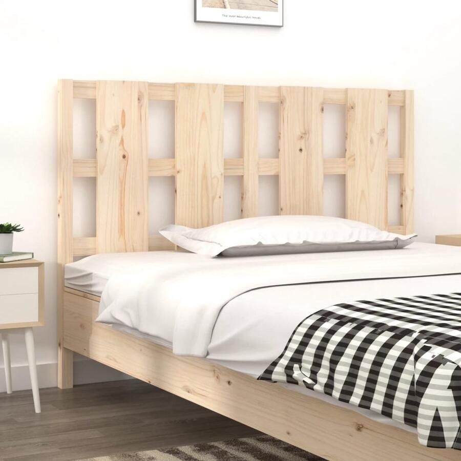 VidaXL Hoofdbord Massief Grenenhout 125 5x100 cm Houten Hoofdbord Hoofddekens Beddecoratie Slaapkamers Massief Hout Rustiek Interieur Bruine Meubels Comfortabel Leeshoek Bedroom Furniture Headboard - Foto 2