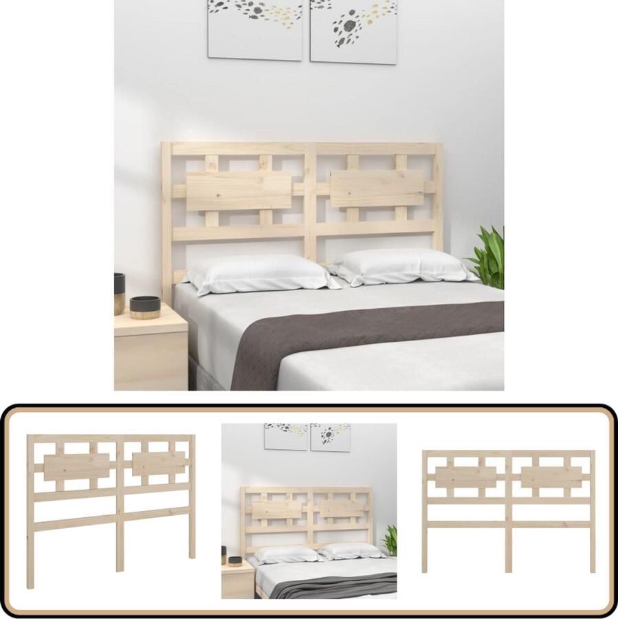 VidaXL Hoofdbord Massief Grenenhout 125 5x100 cm Houten Hoofdeinde Grenenhout Hoofdeinde Rustic Interieur Landelijk Meubilair Comfortabel Hoofdeinde Hoofdboard