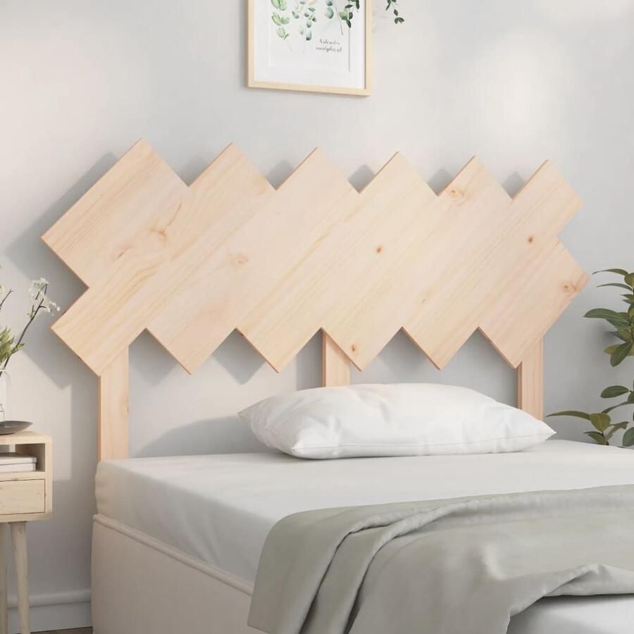 VidaXL Hoofdbord Massief Grenenhout 132x81 cm Houten Hoofdbord Hoofddekens Beddecoratie Slaapkamers Rustieke Meubels Grenenhout Meubel Massief Hout Bruine Hoofdbord - Foto 2