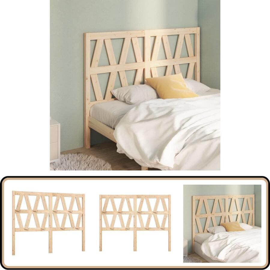 VidaXL Hoofdbord Massief Grenenhout 141x100 cm Houten Hoofdbord Hoofdeinde Hoofd Bord Beddecoratie Slaapkamers