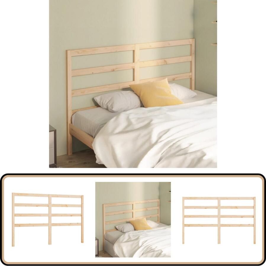 VidaXL Hoofdbord Massief Grenenhout 146x100 cm Houten Hoofdbord Hoofdeinde Klassieke Stijl Bruine Hoofdbord Massief Grenenhout