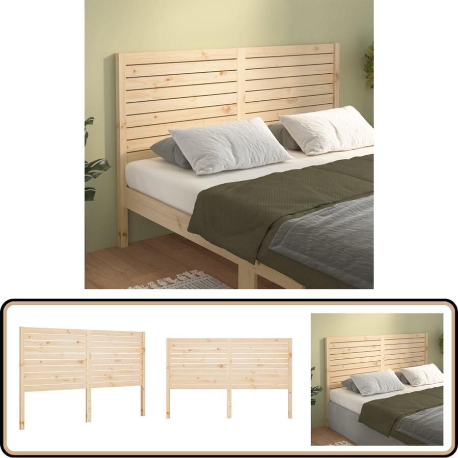 VidaXL Hoofdbord 206x100 cm Massief Grenenhout Houten Hoofdbord Hoofddekens Beddecoratie Slaapkamers Massief Hout Grenenhout Bruin