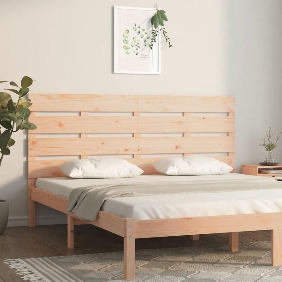 VidaXL Hoofdbord Massief Grenenhout 160x80 cm Hoofd Bord Bed Frame Grenenhout Hoofdkussen Slaap Accessoires Trenddesign Vintage Meubels Landelijke Stijl Bedroom Decor Wooden Headboard - Foto 2