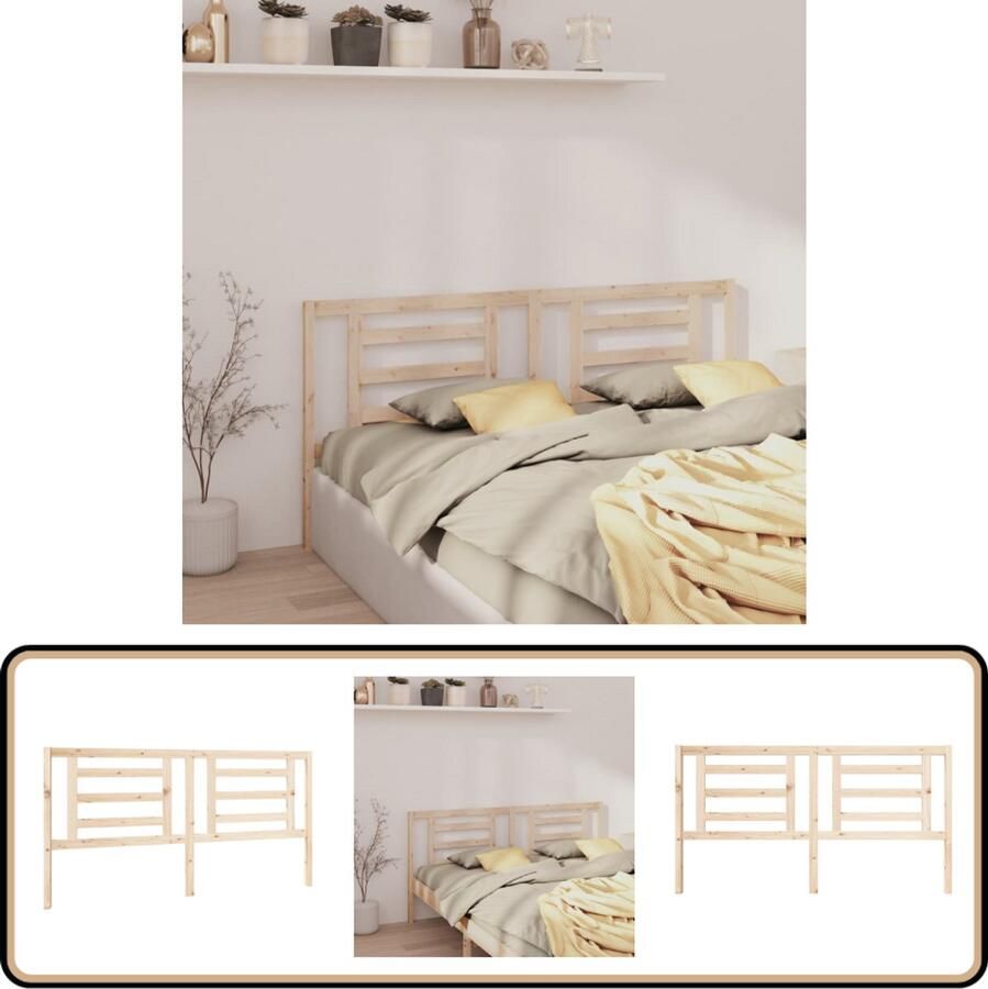 VidaXL Hoofdbord Massief Grenenhout 186x100 cm Houten Hoofdbord Hoofddekens Beddecoratie Slaapkamers Grenenhout Meubilair