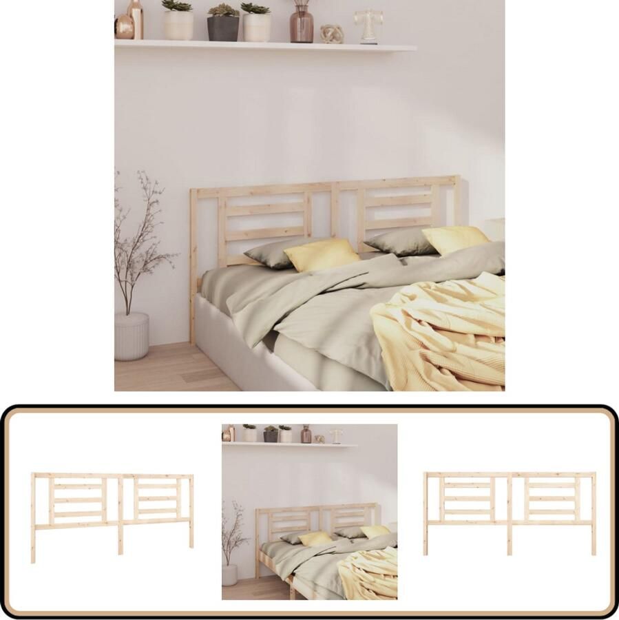 VidaXL Hoofdbord Massief Grenenhout 206x100 cm Houten Hoofdbord Hoofddekens Bed Accessoires Slaapkamers Massief Hout