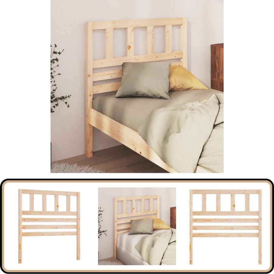 VidaXL Hoofdbord Massief Grenenhout 81x100 cm Hoofd Bord Beddecoratie Hoofdeinde Grenenhout Meubilair Vintage Hoofdbord Klassieke Hoofdbord
