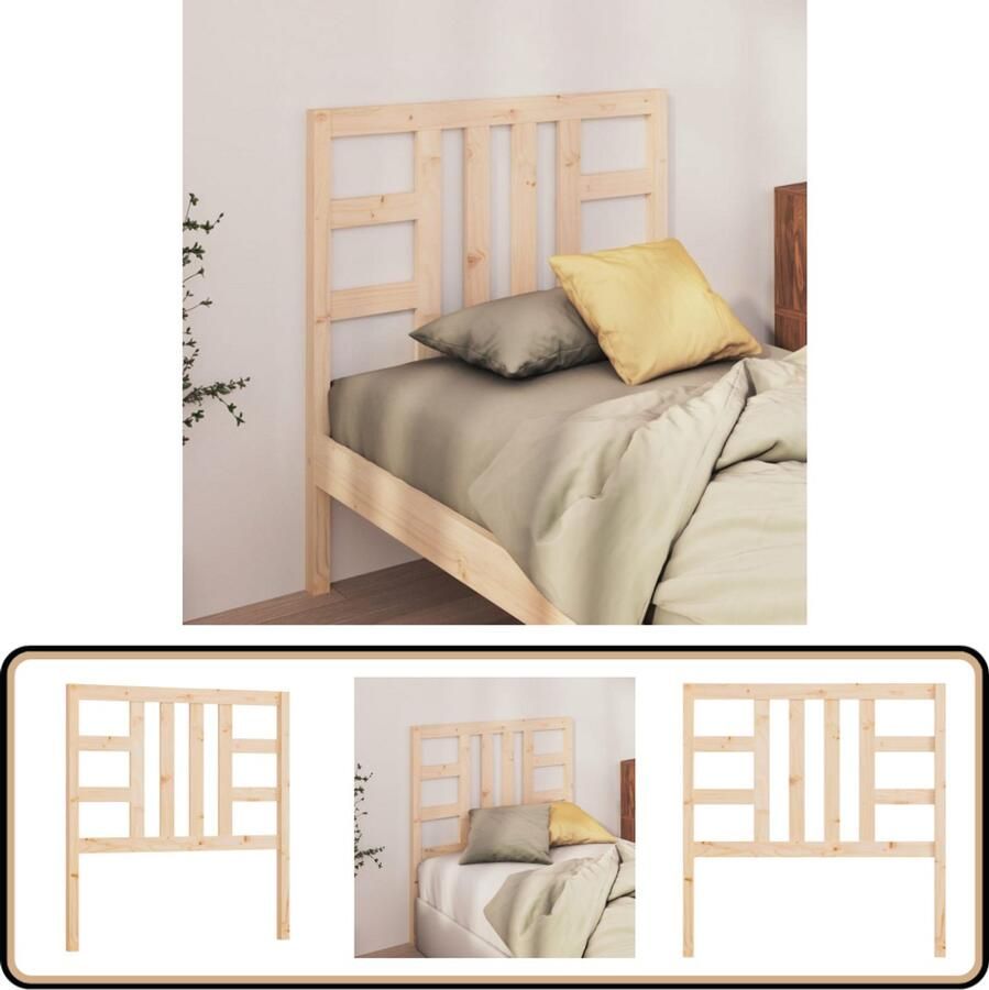 VidaXL Hoofdbord Massief Grenenhout 81x100 cm Hoofd Bord Grenenhout Hoofdbord Houten Hoofdeinde Bruin Hoofdbord Vintage