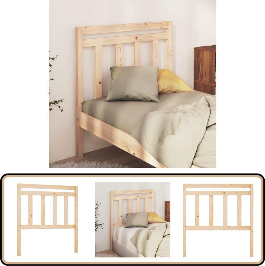 VidaXL Hoofdbord Massief Grenenhout 81x100 cm Hoofd Bord Hoofdeinde Houten Hoofdbord Grenenhout Klassieke Uitstraling Slaapkamerdecoratie Bed Accessoires