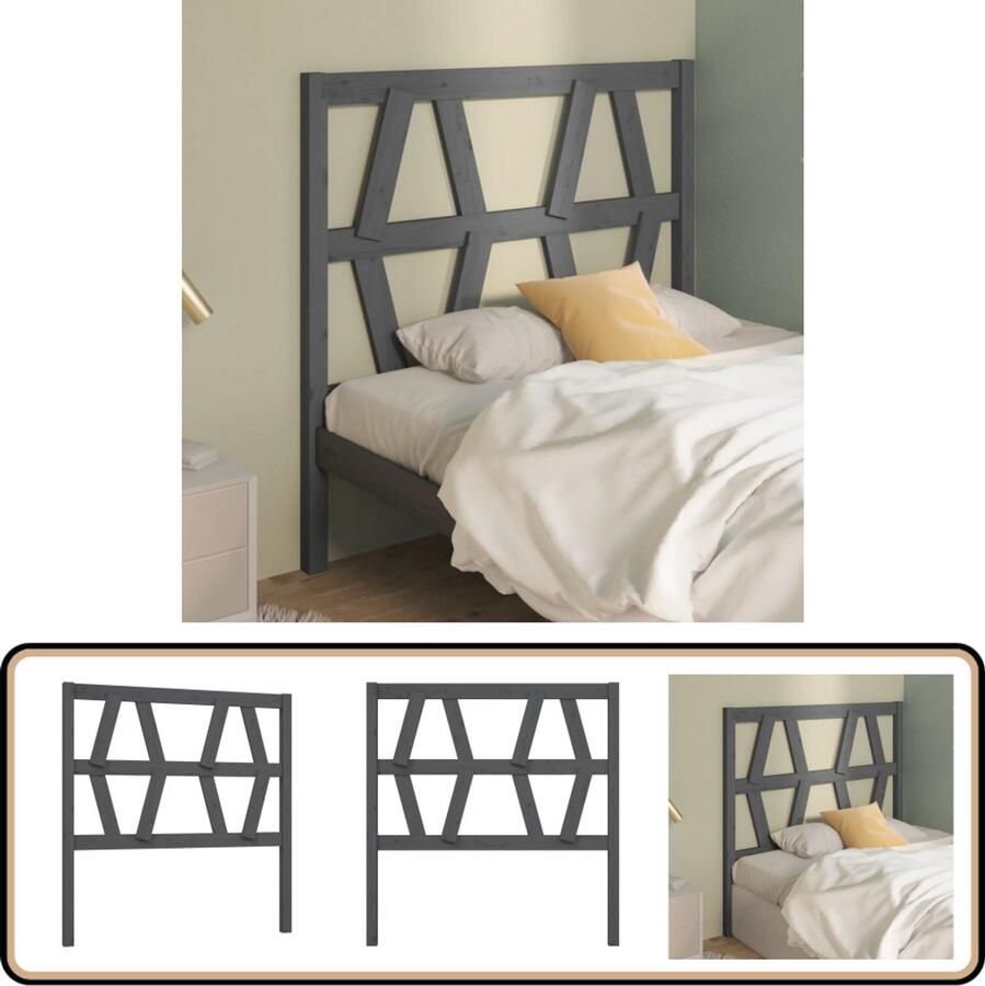 VidaXL Hoofdbord Massief Grenenhout Grijs Hoofd Bord Bed Accessoires Houten Hoofdbord Grijze Hoofdbord Massief Hout Bedroom Decor