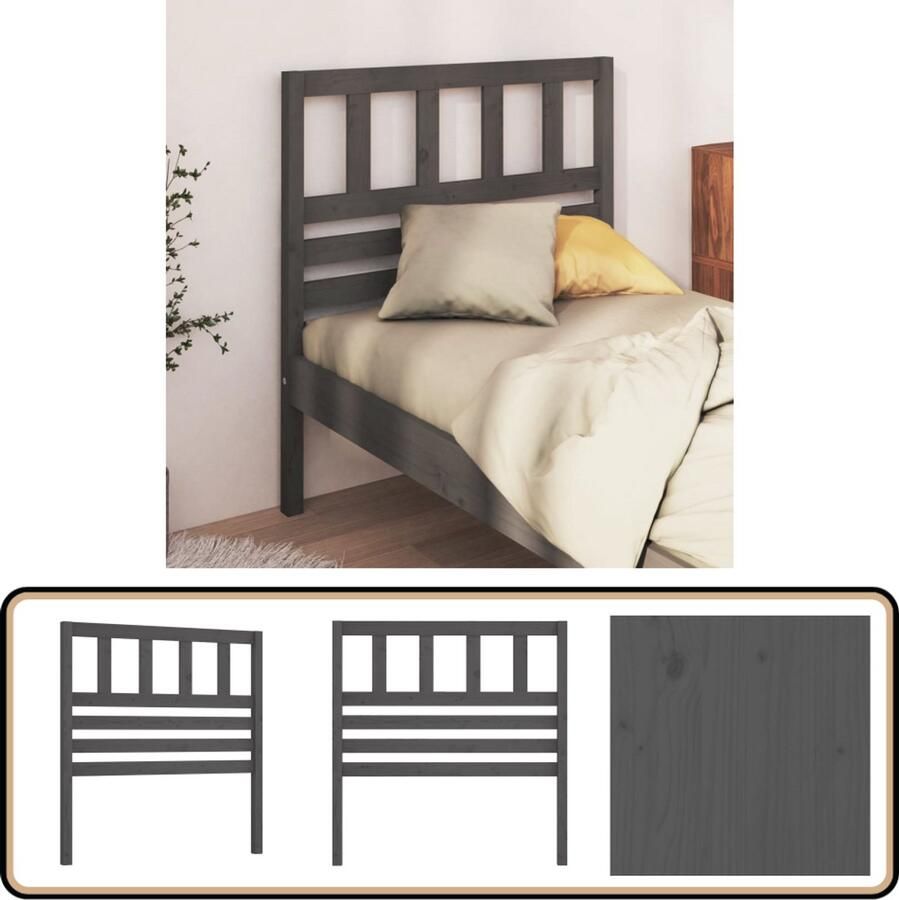 VidaXL Hoofdbord Massief Grenenhout Grijs Hoofd Bord Beddecoratie Houten Hoofdbord Hoofdeinde Grieze Hoofdbord Massief Hout Slaapkamers