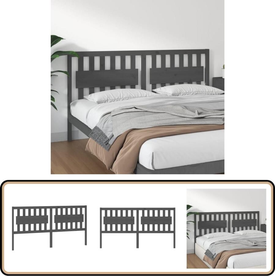 VidaXL Hoofdbord Massief Grenenhout Grijs Hoofd Bord Houten Hoofdbord Hoofdeinde Rustic Interieur Vintage Stijl