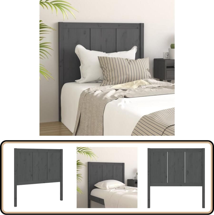 VidaXL Hoofdbord Massief Grenenhout Grijs Hoofdboard Beddecoratie Houten Hoofdbord Grenenhouten Hoofdbord Grijze Hoofdbord Hoofdeinde Slaapkamer Decoratie