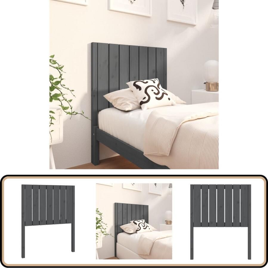 VidaXL Hoofdbord massief grenenhout grijs Hoofdboard Bedstede Hout Grenenhout Grijs Landelijk Rustic Vintage Slaapkamer Decor
