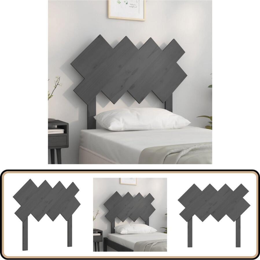 VidaXL Hoofdbord Massief Grenenhout Grijs Hoofdboard Hoofdeinde Houten Hoofdbord Beddecoratie Slaapkamer Decoratie Grieze Meubels Grenenhout Meubel