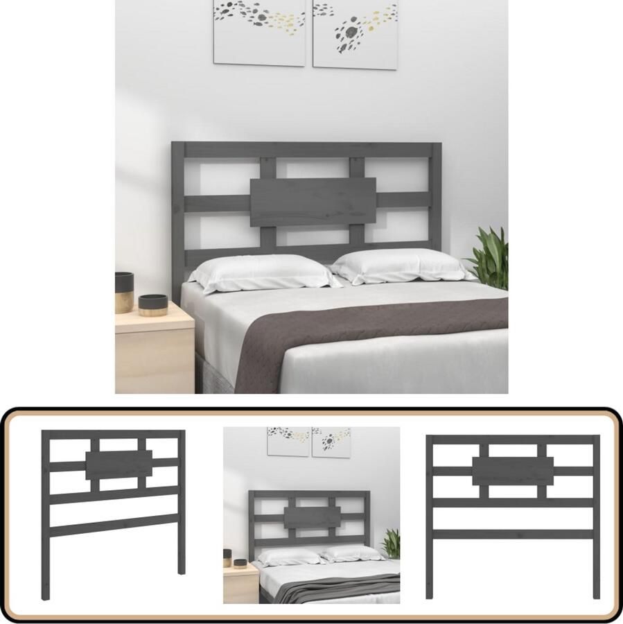 VidaXL Hoofdbord massief grenenhout grijs Hoofdboard Hoofdenbord Grieze Hoofdboard Houten Hoofdeinde Rustic Headboard Bedroom Decor Slaapkamer Accessoires