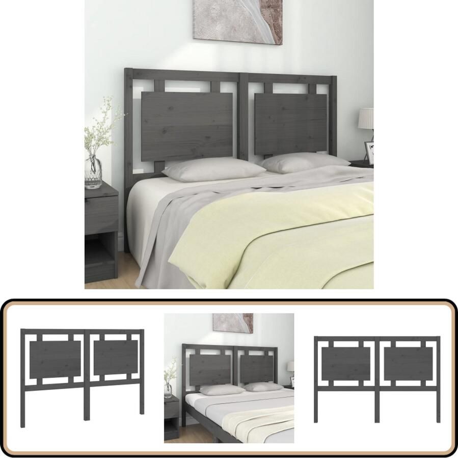 VidaXL Hoofdbord Massief Grenenhout Grijs Houten Hoofdbord Hoofddekens Grieze Meubels Bedroom Decor Massief Hout Landelijke Stijl Vintage Interieur Slaapkamer Accessoires Comfortabel Hoofdbord Leeshoek Tv Hoek