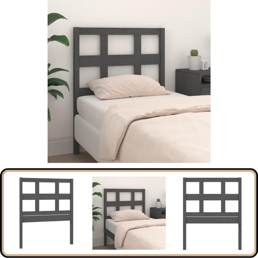 VidaXL Hoofdbord Massief Grenenhout Grijs Houten Hoofdbord Hoofdeinde Hoofdboard Rustic Decor Grijze Hoofdbord