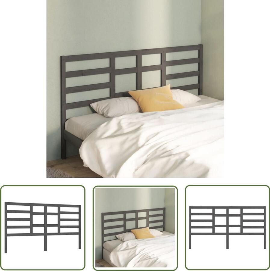 VidaXL Hoofdbord Massief Grenenhout Grijs Houten Hoofdbord Hoofdeinde Klassieke Stijl Grijze Hoofdbord Massief Grenenhout Slaapkamers Decoreren Beddecoratie Bedroom Furniture Headboard Design