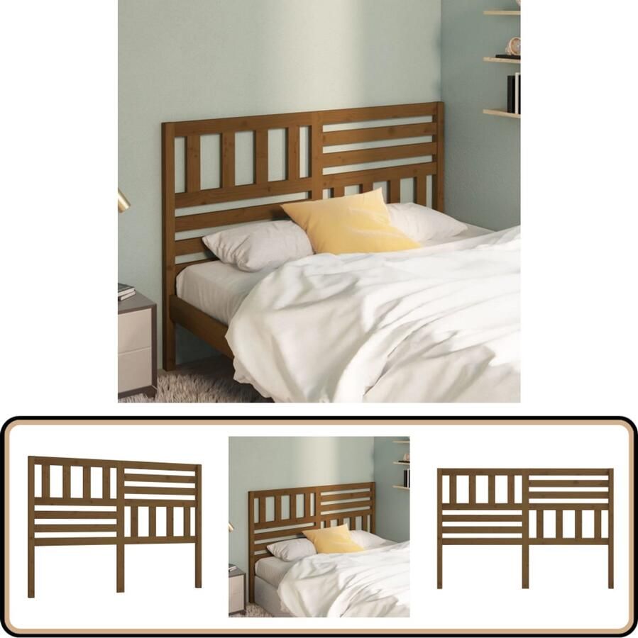 VidaXL Hoofdbord Massief Grenenhout Honingbruin Hoofd Bord Beddecoratie Grenenhout Klassieke Stijl Bruine Meubels