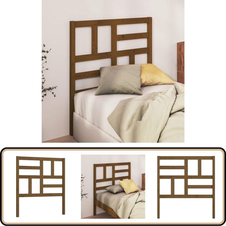 VidaXL Hoofdbord Massief Grenenhout Honingbruin Hoofd Bord Beddecoratie Houten Hoofdbord Hoofdeinde Slaapkamers Bedroom Decor Grenoble Hout Bruine Meubels Vintage Stijl Landelijke Woonstijl