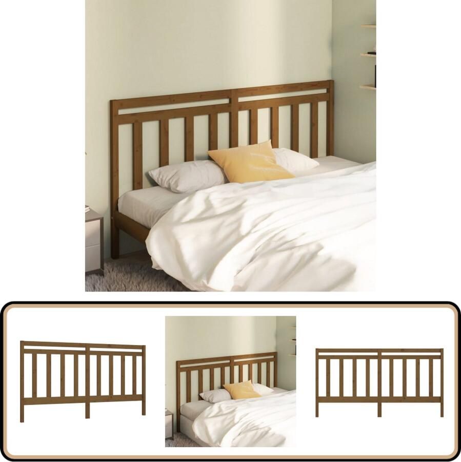 VidaXL Hoofdbord Massief Grenenhout Honingbruin Hoofd Bord Hoofdeinde Bed Frame Grenenhout Meubels Hout Meubel Bruine Hoofdbord Kamer Decoratie Slaapkamers Vintage Stijl