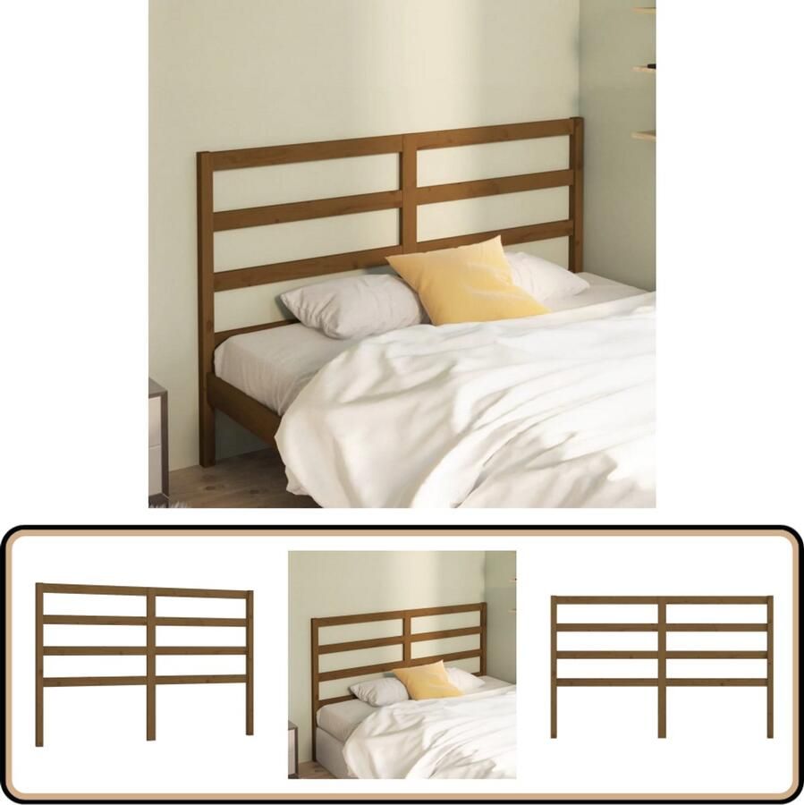 VidaXL Hoofdbord Massief Grenenhout Honingbruin Hoofd Bord Hoofdeinde Houten Hoofdbord Beddecoratie Klassieke Stijl Bruine Meubels Kamer Decoreren Slaapkamers Grenenhout
