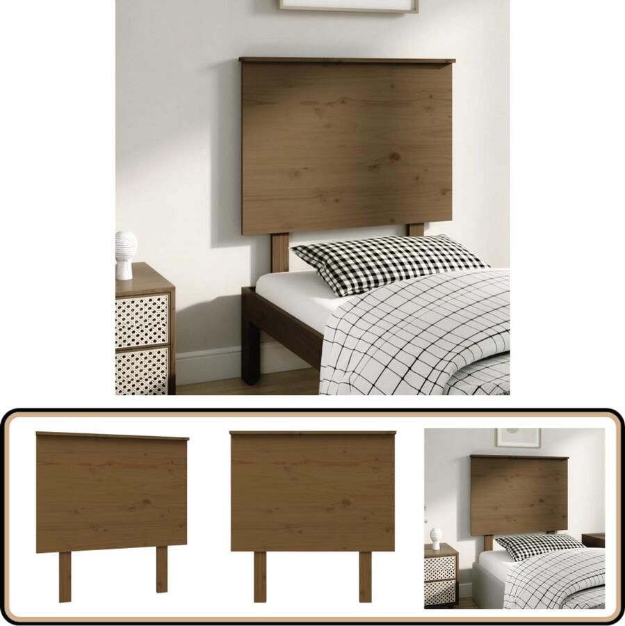 VidaXL Hoofdbord Massief Grenenhout Honingbruin Houten Hoofdbord Hoofdboard Klassiek Hoofdeinde Hoofdenbord Bruine Hoofdbord