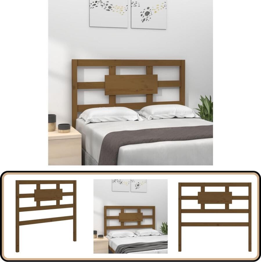 VidaXL Hoofdbord Massief Grenenhout Honingbruin Houten Hoofdbord Hoofddekens Bed Accessoires Slaapkamers Rustiek Interieur