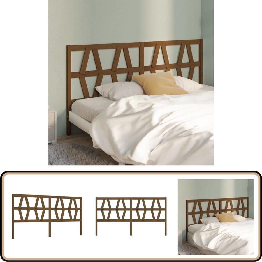 VidaXL Hoofdbord Massief Grenenhout Honingbruin Houten Hoofdbord Hoofddekens Hoofdeinde Beddecoratie Slaapkamers