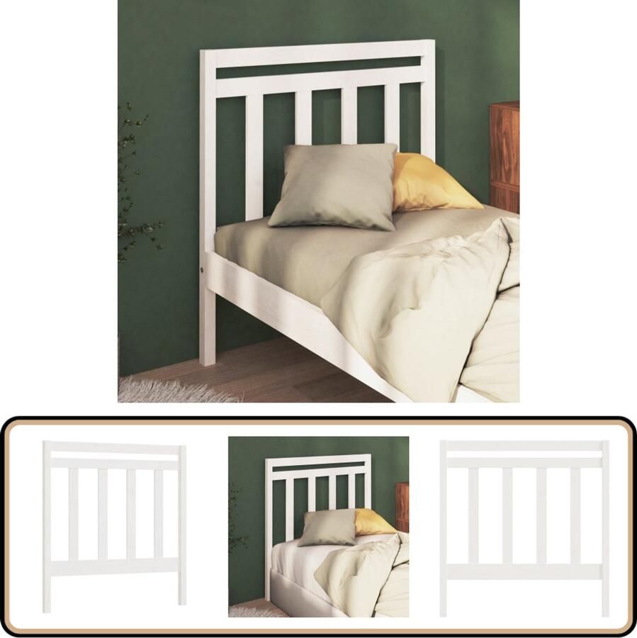 VidaXL Hoofdbord Massief Grenenhout Wit 106x100 cm Hoofd Bord Hoofdeinde Houten Hoofdbord Grenenhoute Hoofdbord Klassieke Hoofdbord Witte Hoofdbord Slaapkamers Decoreren Bed Frame Bedroom Furniture