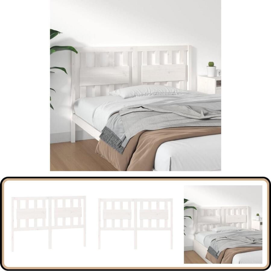 VidaXL Hoofdbord Massief Grenenhout Wit 140 5x4x100 cm Houten Hoofdbord Klassiek Hoofdeinde Hoofdbord Wit Massief Grenenhout Comfortabel Hoofdbord