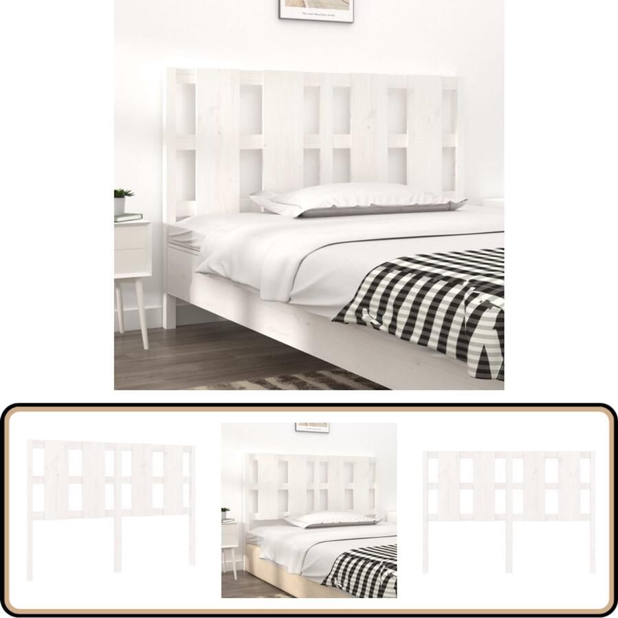 VidaXL Hoofdbord Massief Grenenhout Wit 145 5x100 cm Houten Hoofdbord Hoofdeinde Hoofdboard Bedroom Furniture Slaapkamer Meubels Rustic Headboard Modern Headboard