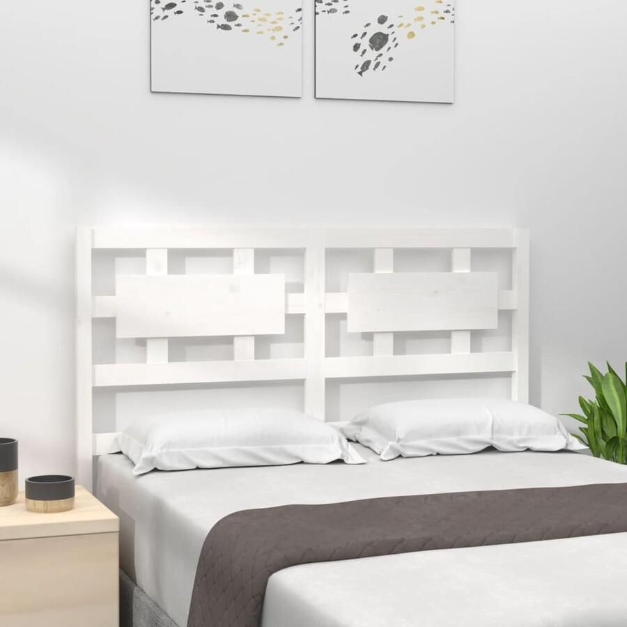 VidaXL Hoofdbord massief grenenhout wit 145 5x100cm Houten Hoofdeinde Hoofdbord Bedroom Decor Rustic Style White Headboard Wooden Furniture Living Room Decor - Foto 2