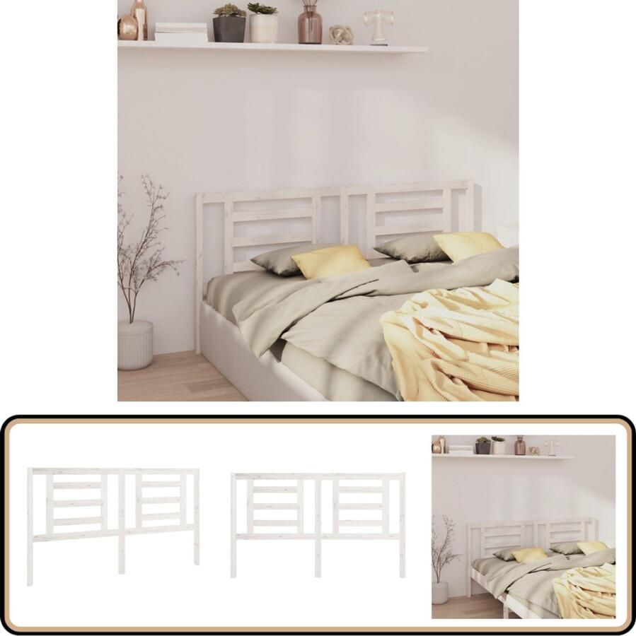 VidaXL Hoofdbord Massief Grenenhout Wit 166x100 cm Houten Hoofdbord Hoofddekens Beddecoratie Slaapkamers Massief Hout Wit Meubilair Grenenhout Modern Interieur Comfortabel Hoofdbord Bedroom Furniture Headboard