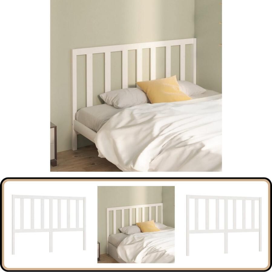 VidaXL Hoofdbord Massief Grenenhout Wit 166x100 cm Houten Hoofdbord Klassieke Hoofdbord Wit Hoofdbord Voor Tweepersoonsbed Hoofdbord Met Opbergvakken
