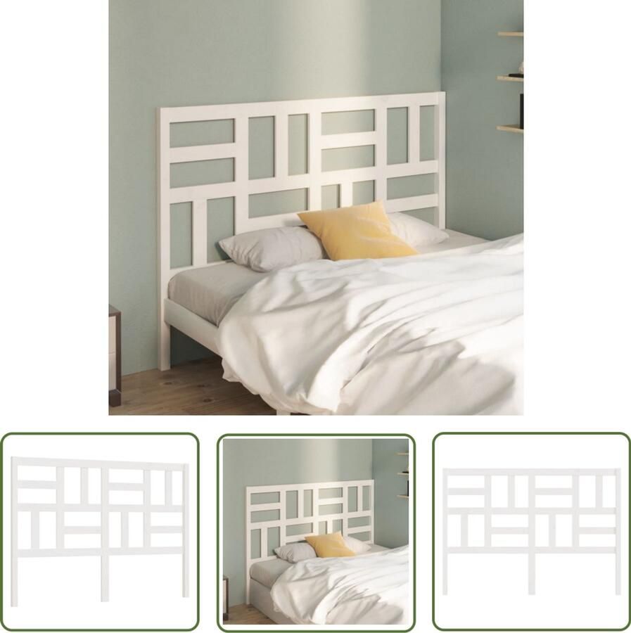 VidaXL Hoofdbord Massief Grenenhout Wit 166x104 cm Houten Hoofdbord Klassieke Hoofdbord Wit Hoofdbord Grenenhout Hoofdbord Met Opslag Hoofdbord King Size Hoofdbord Queen Size - Foto 2