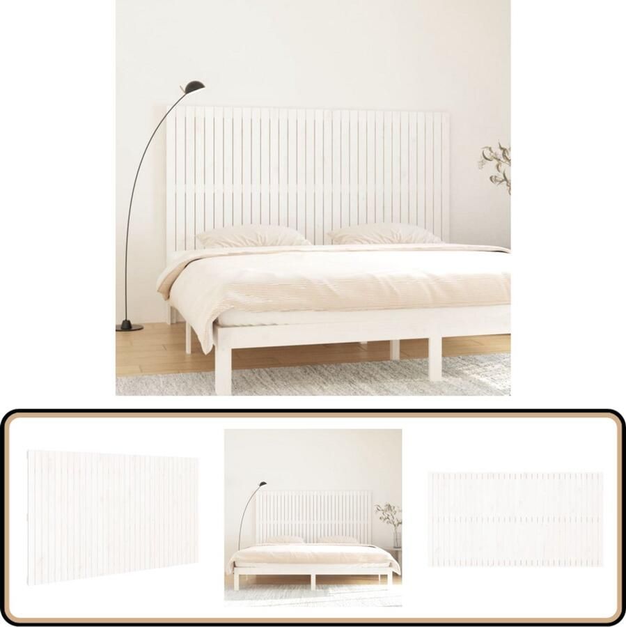 VidaXL Hoofdbord Massief Grenenhout Wit 204x110 cm Wandhoofdbord Hoofdbord Massief Hout Grenenhout Wit Slaapkamervloerisdecoratie Kamerinrichting Bedroom Decor Headboard Design Modern Headboard Classic Headboard
