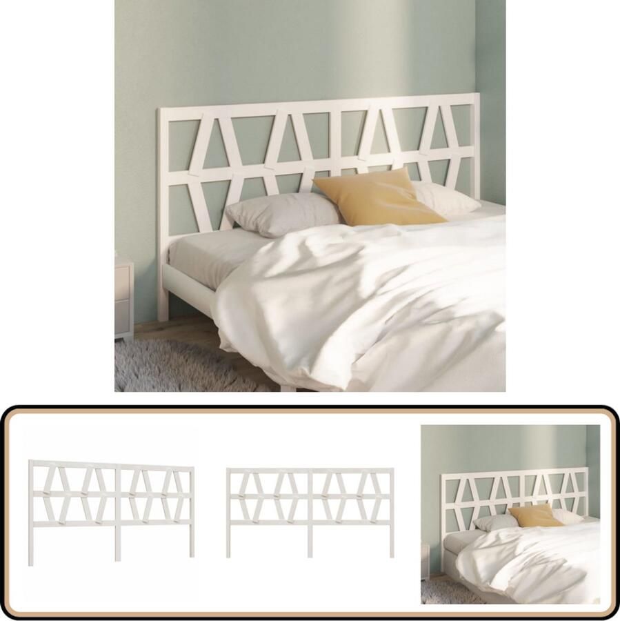 VidaXL Hoofdbord Massief Grenenhout Wit 206x100 cm Hoofd Bord Beddecoratie Hoofdeinde Houten Hoofdbord Massief Hout Witte Hoofdbord Slaapkamers Bedroom Decor Luxe Bed Comfortabel Hoofdbord