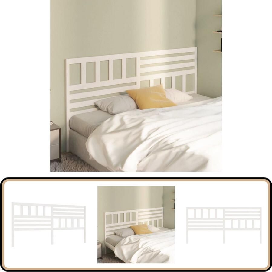 VidaXL Hoofdbord Massief Grenenhout Wit 206x100 cm Hoofd Bord Hoofdeinde Beddecoratie Houten Hoofdbord Grenenhout Wit Hoofdbord Klassieke Hoofdbord Slaapkamers