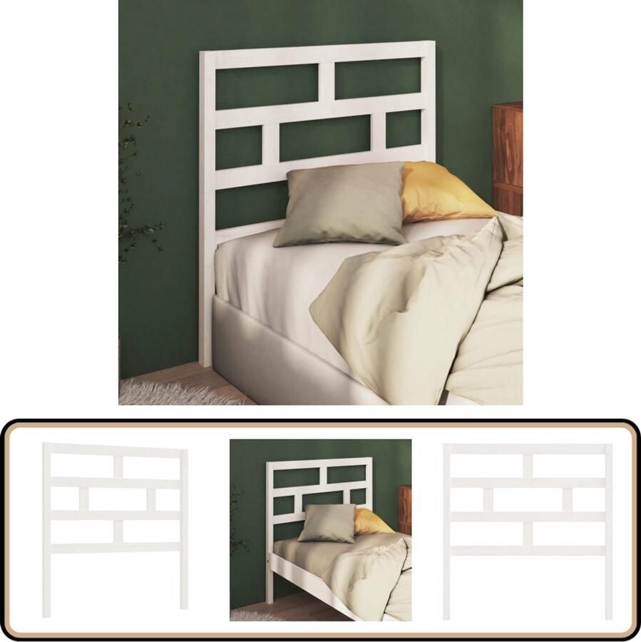 VidaXL Hoofdbord Massief Grenenhout Wit 81x100 cm Houten Hoofdbord Hoofdeinde Bed Accessoires Grenenhout Wit