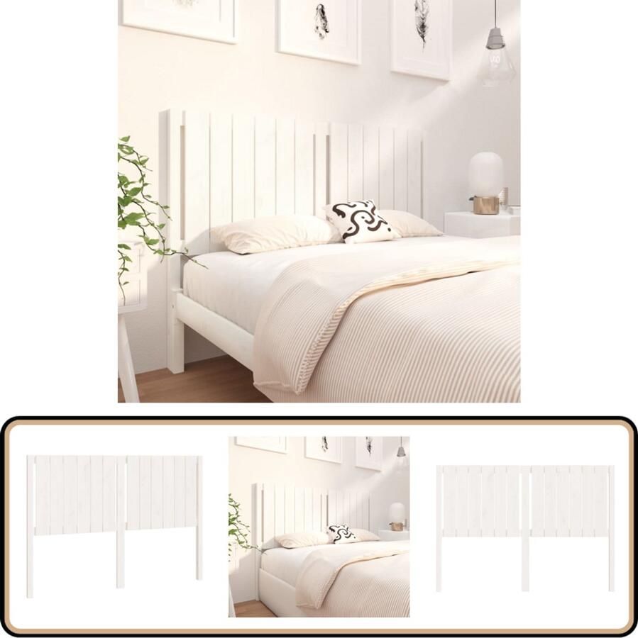 VidaXL Hoofdbord Massief Grenenhout Wit Houten Hoofdbord Classic Hoofdbord Wit Hoofdbord 145x4x100 Cm Grenenhout Hoofdbord
