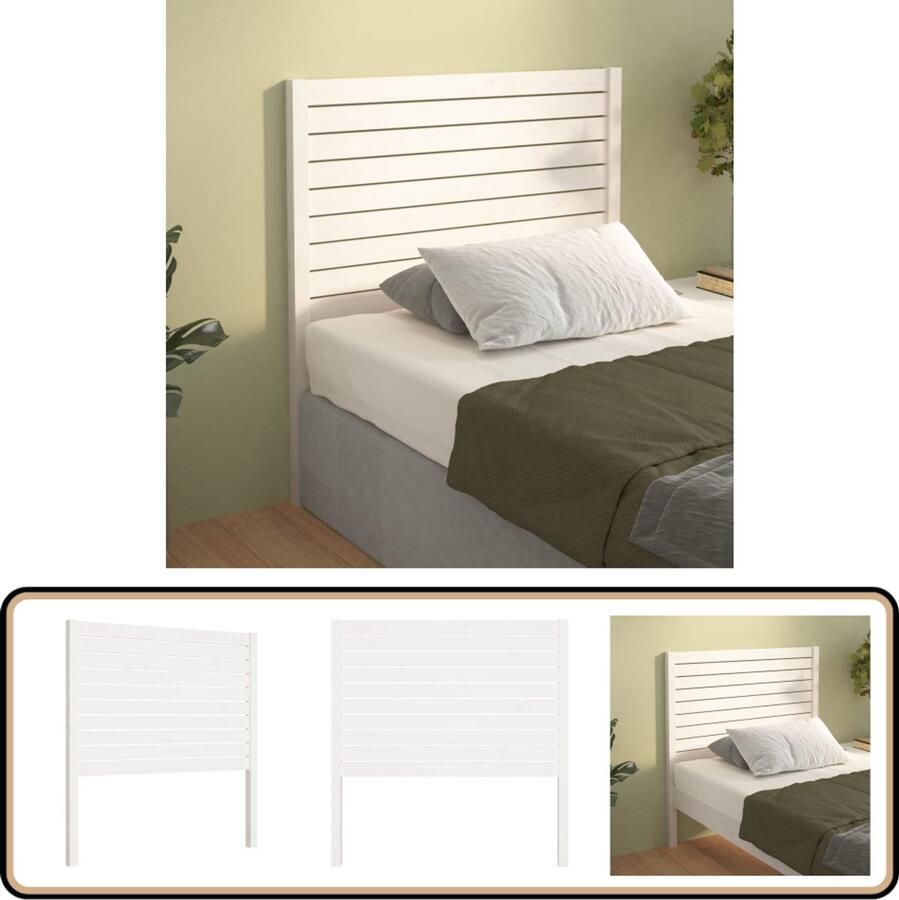 VidaXL Hoofdbord Massief Grenenhout Wit Houten Hoofdbord Hoofddekens Beddecoratie Slaapkamers Massief Hout