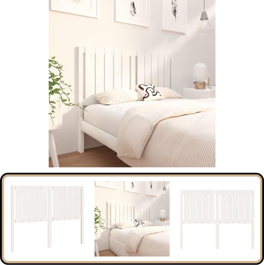 VidaXL Hoofdbord Massief Grenenhout Wit Houten Hoofdbord Hoofdeinde Bed Accessoires Classic Headboard Vintage Stijl