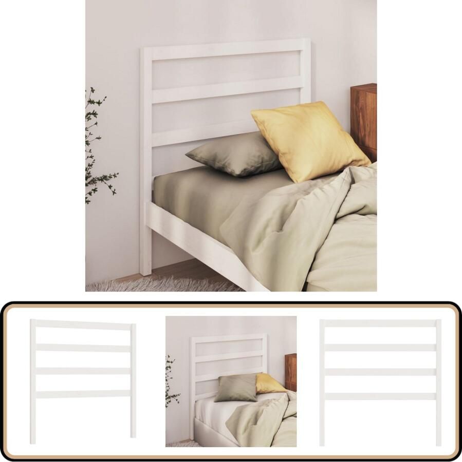 VidaXL Hoofdbord Massief Grenenhout Wit Houten Hoofdbord Hoofdeinde Klassieke Stijl Witte Hoofdbord Massief Grenenhout