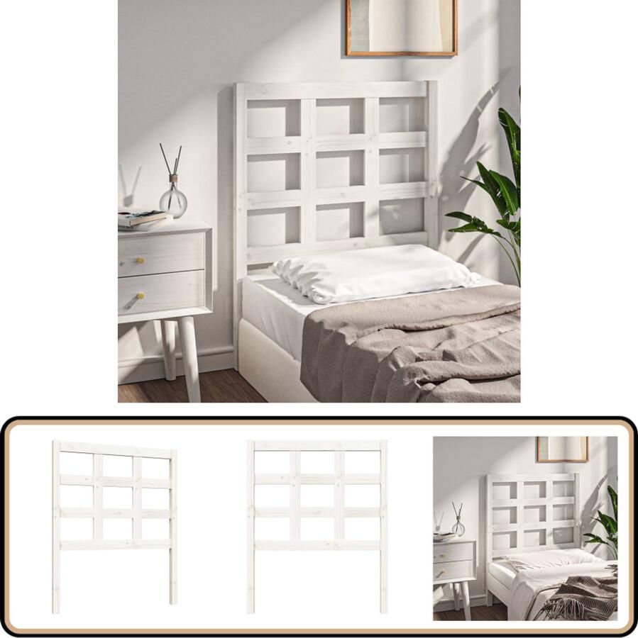 VidaXL Hoofdbord Massief Grenenhout Wit Houten Hoofdbord Kopen Massief Grenenhout Witte Hoofdbord Bedroom Decor Slaapkamer Accessoires - Foto 3