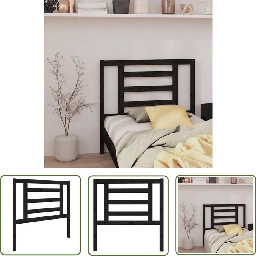 VidaXL Hoofdbord Massief Grenenhout Zwart 96x100 cm Houten Hoofdbord Hoofdeinde Massief Grenenhout Zwarte Hoofdbord Zwart Bedroom Decor Slaapkamervloeren