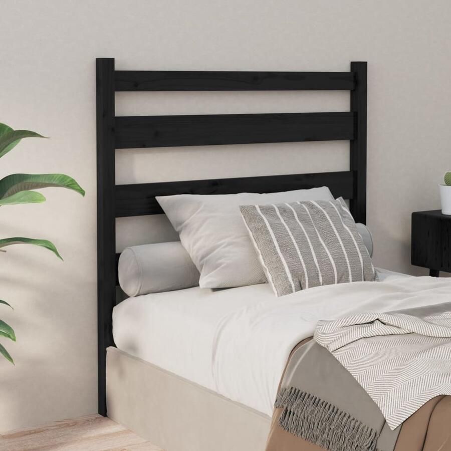 VidaXL Hoofdbord Massief Grenenhout Zwart 96x100cm Houten Hoofdbord Massief Grenenhout Zwarte Hoofdbord Design Comfortabel Hoofdbord Slaapkamervloerisolator Bedroom Decor Headboard Black Wooden Headboard - Foto 2