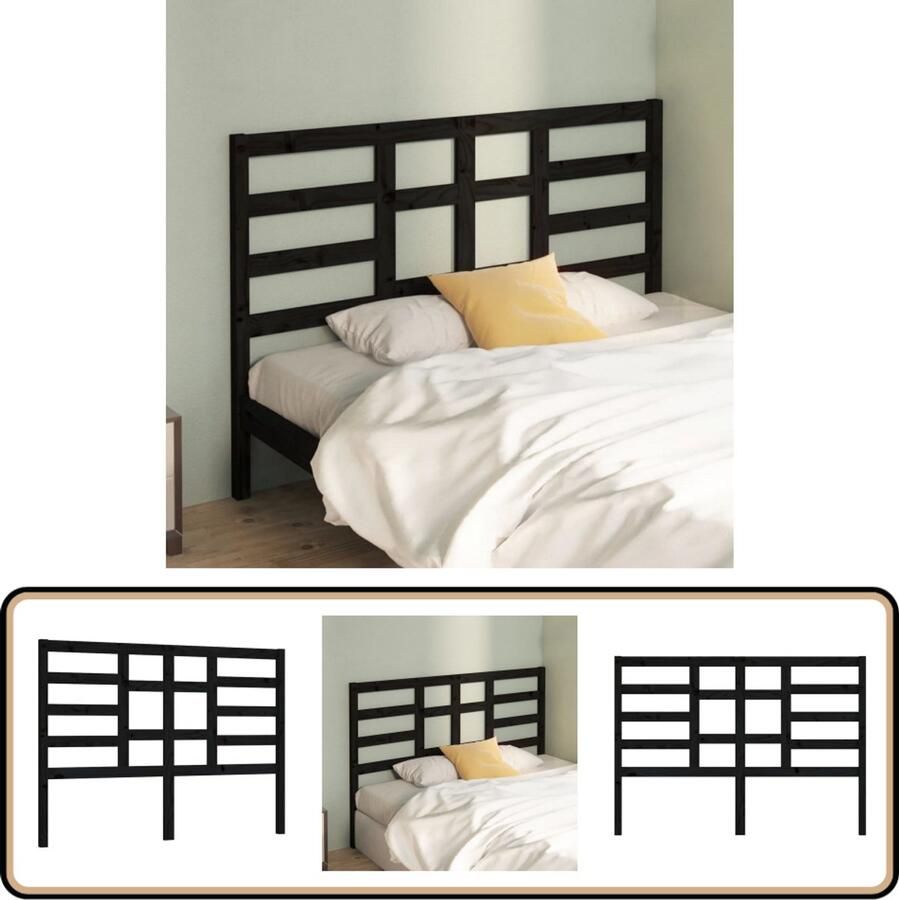 VidaXL Hoofdbord Massief Grenenhout Zwart Hoofd Bord Beddecoratie Hoofdeinde Grenenhout Zwarte Hoofdbord Klassieke Hoofdbord Massief Hout Slaapkamers Decoreren Bedroom Furniture